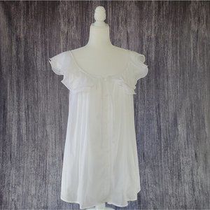 Catherine Malandrino White Tunic Top Blouse Sleeveless Tie Buttons Ruffles NWT 4